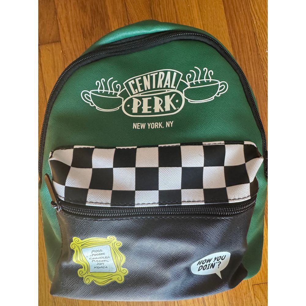 Green Friends Backpack with Checkered Stripe